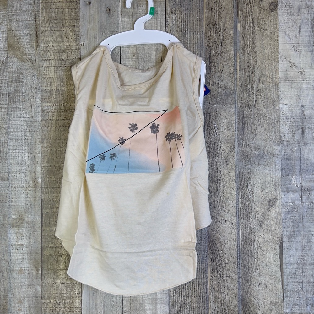 Top Paw Dog Clothing Size Large Graphic Tank Palm Tree Tan Sleeveless Ta…